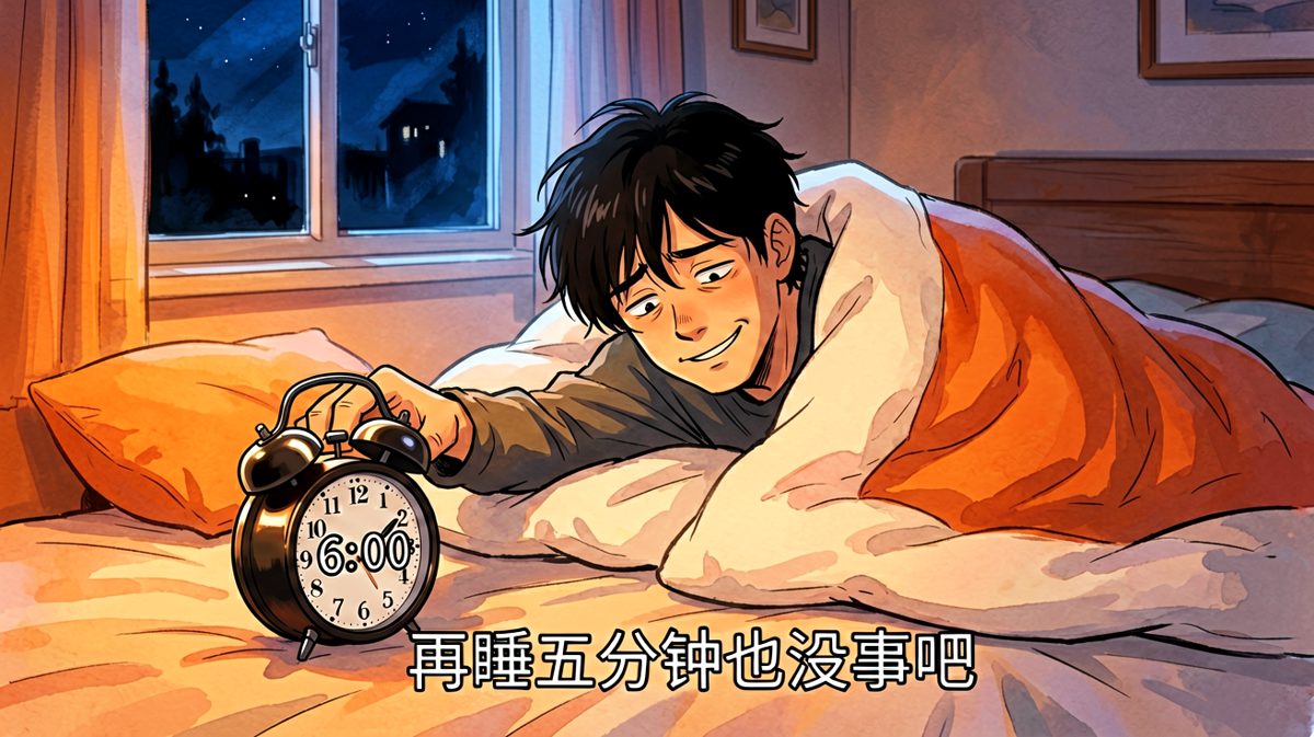 闹钟响了……再睡五分钟就好了！