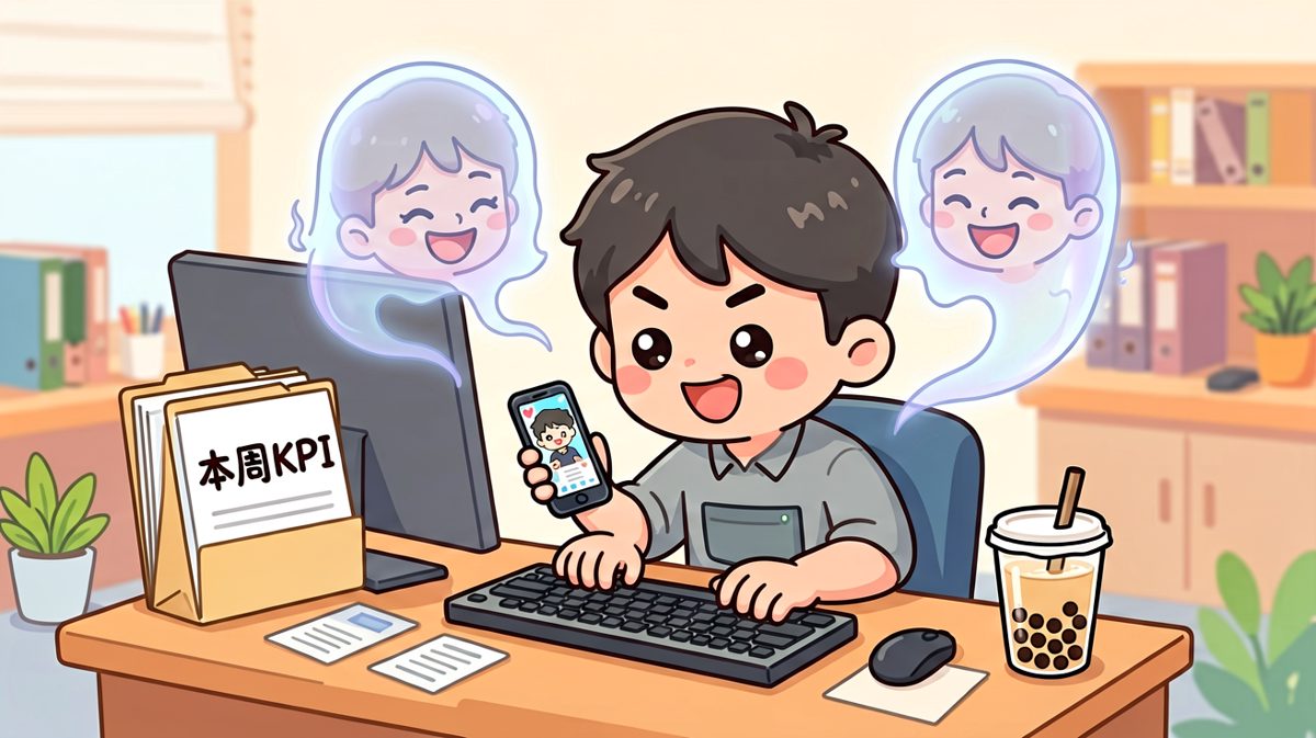 经典上班四件套：人在岗、心在浪、手在敲、魂在逛