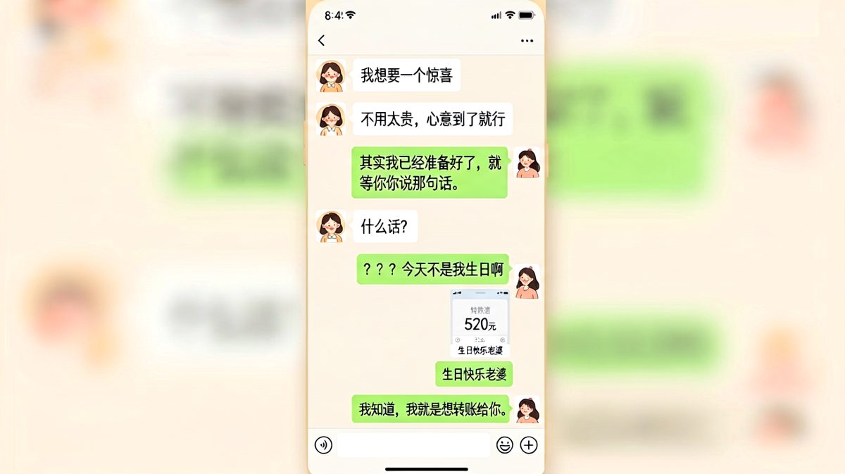 以为是生日惊喜，结果是日常转账——男生：浪漫不需要借口。