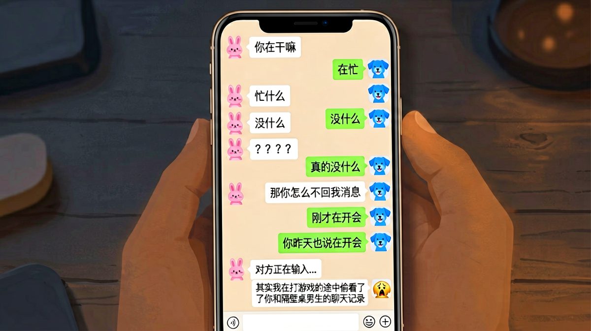 男方看似忙碌，实则正在监视女友社交动态，反转来得猝不及防。