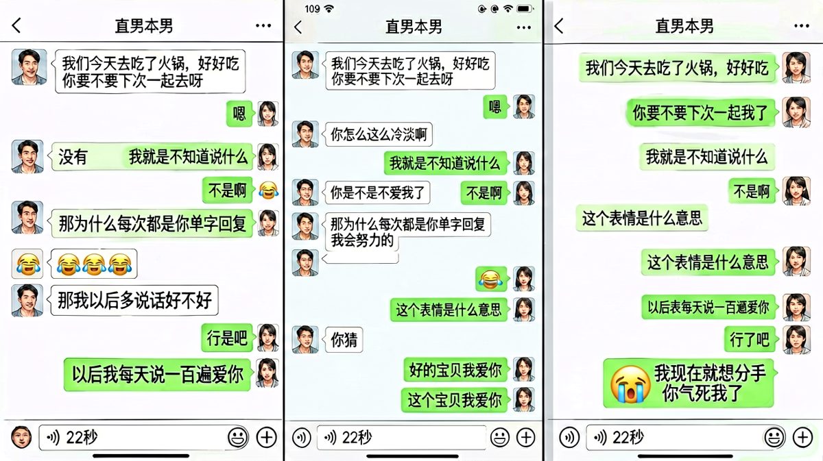 直男的补救方式往往是越描越黑，22秒语音让人充满好奇。
