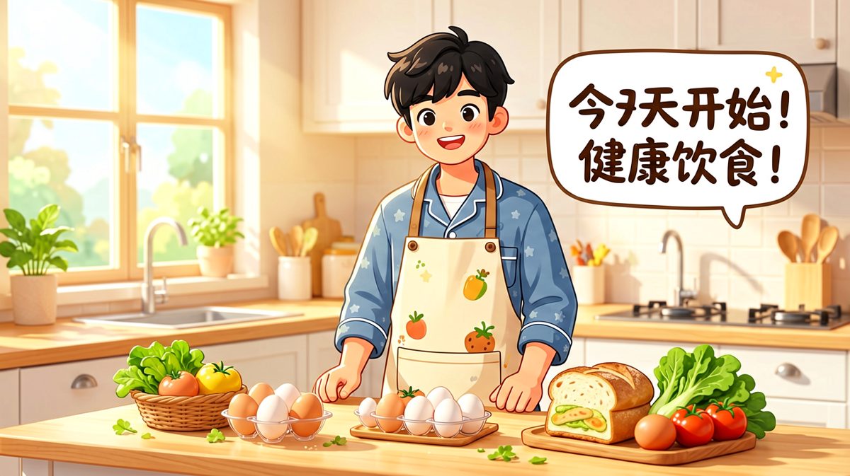 信心满满地宣布今天要开启健康生活
