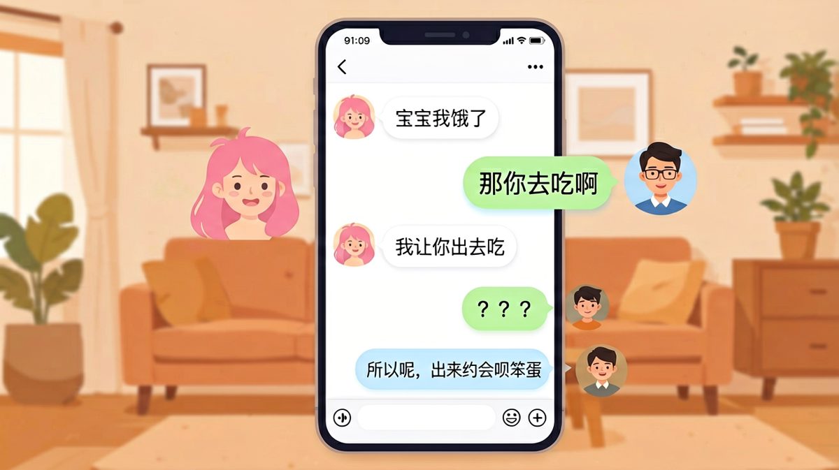 女生绕一大圈只为让男生约她出门