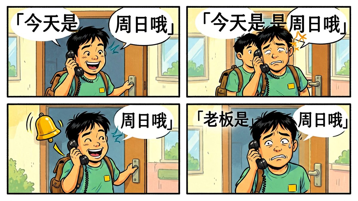 老板：今天周日啦喂——！！