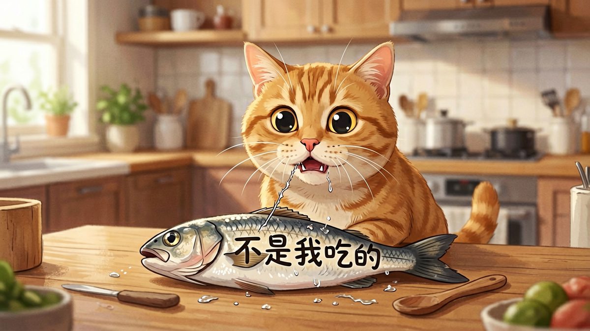 猫咪偷吃后的经典甩锅表情