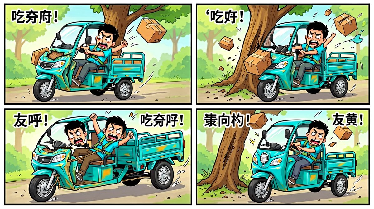 人与车，树与盒，一起破碎