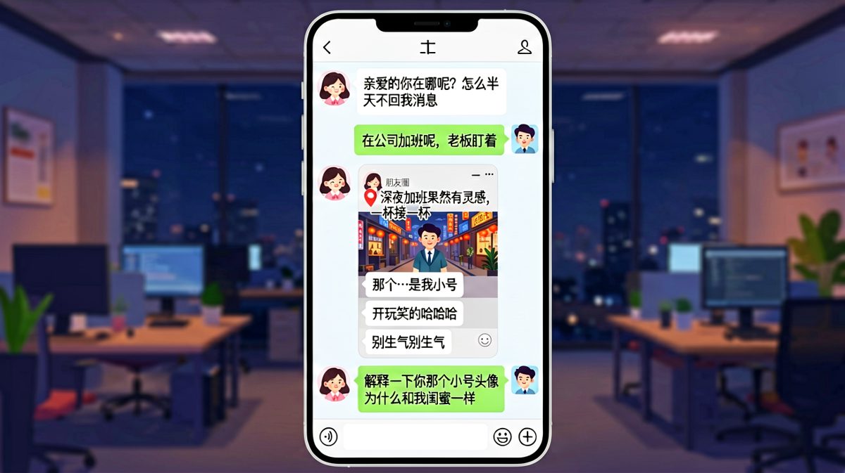 加班谎言被朋友圈一秒拆穿，男生已读不回