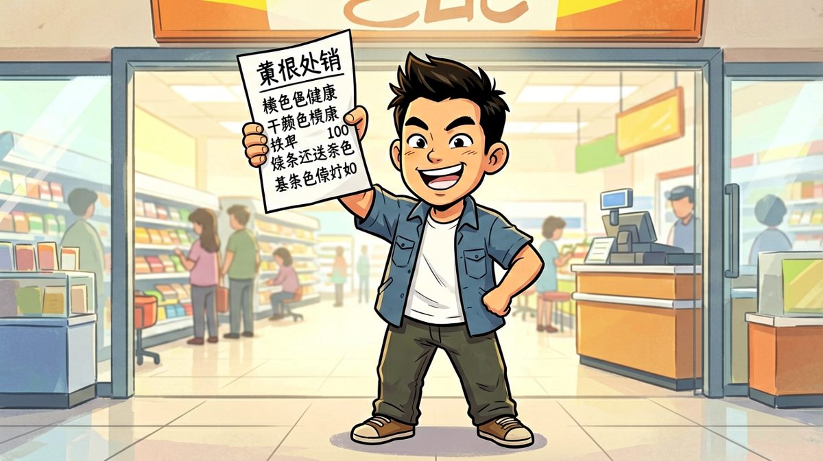 第一格：信心爆棚走进超市，清单在手天下我有。