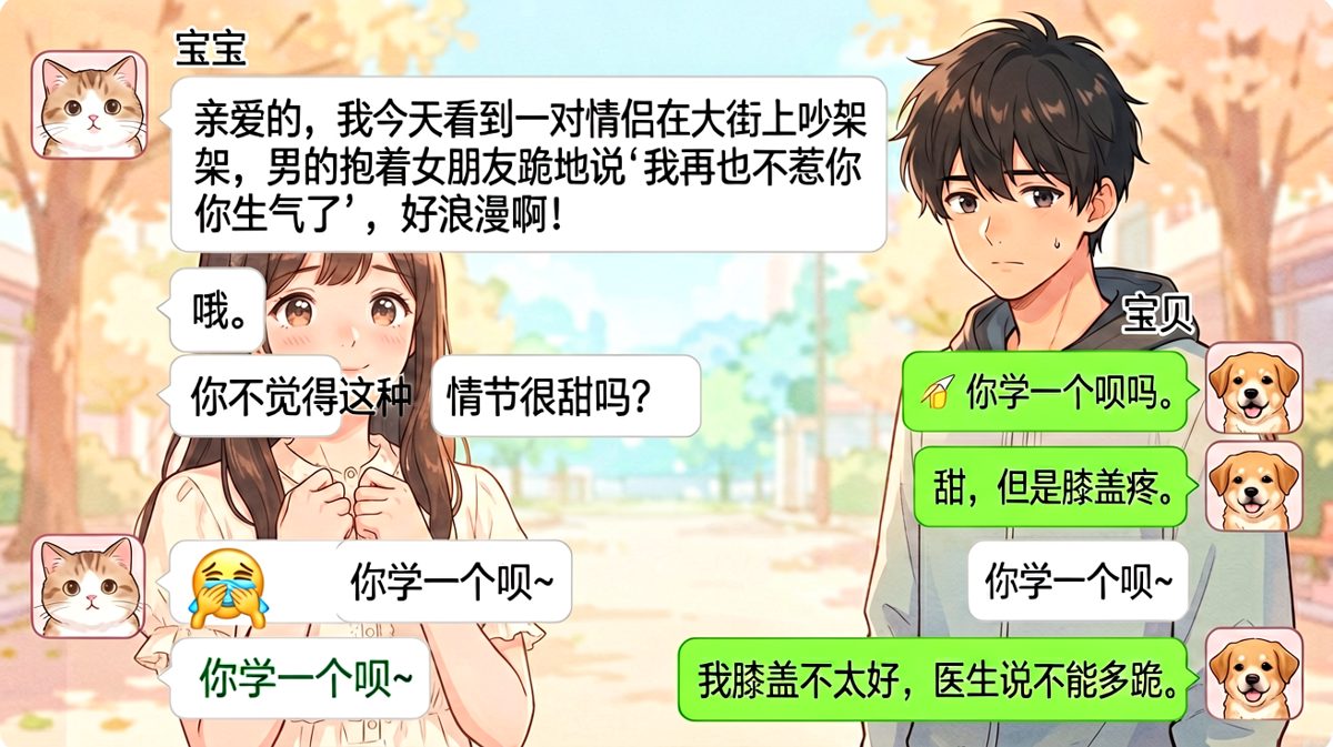 男生用膝盖疼拒绝浪漫复刻