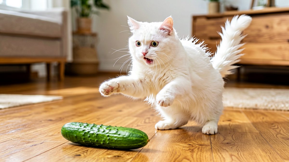 猫：这绿色不明物体是什么！救命啊！