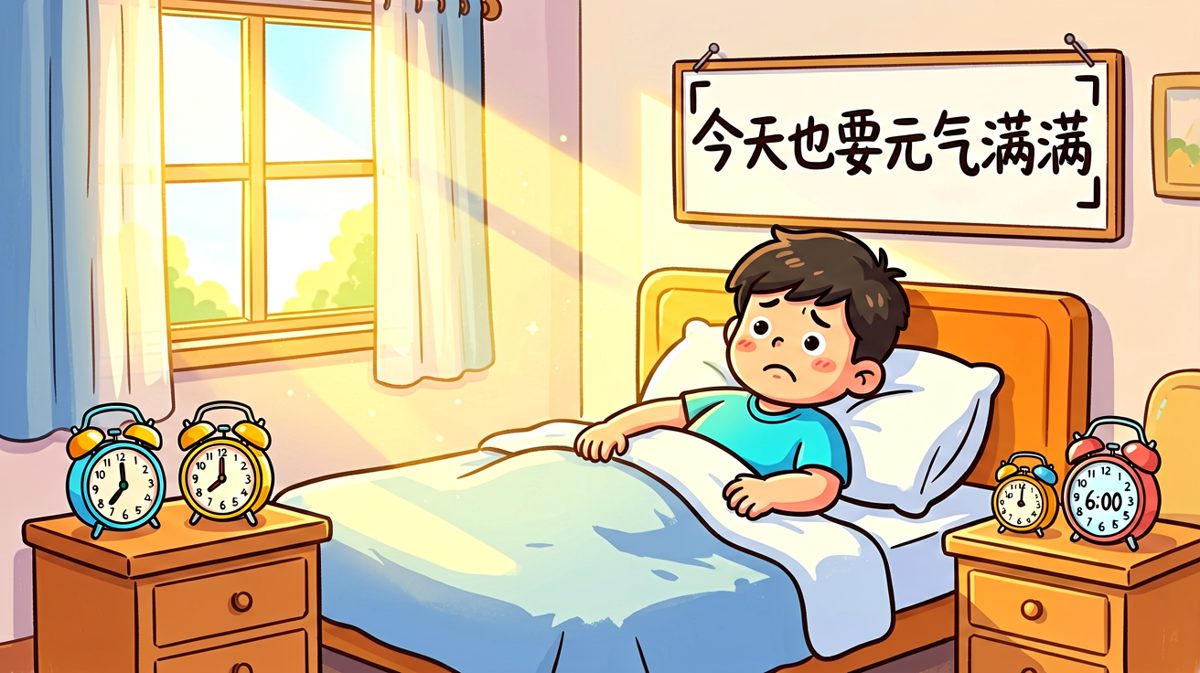闹钟响起，打工人艰难睁开眼睛