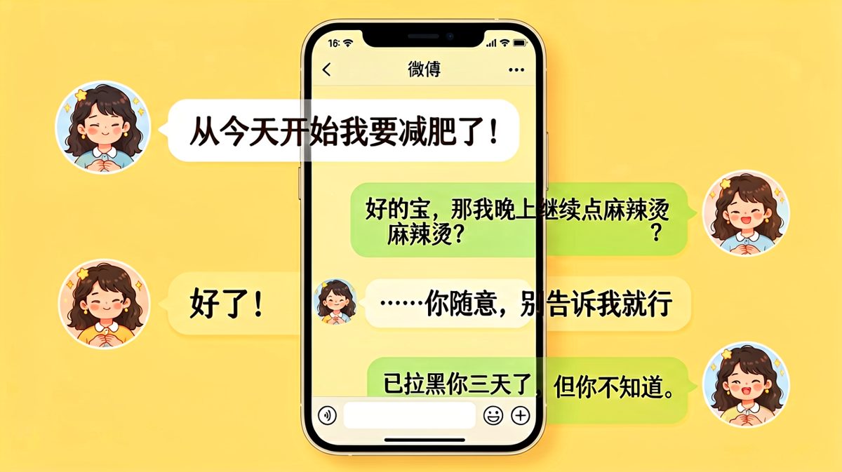 减肥宣言被反向拿捏，男方笑里藏刀的操作让人破防