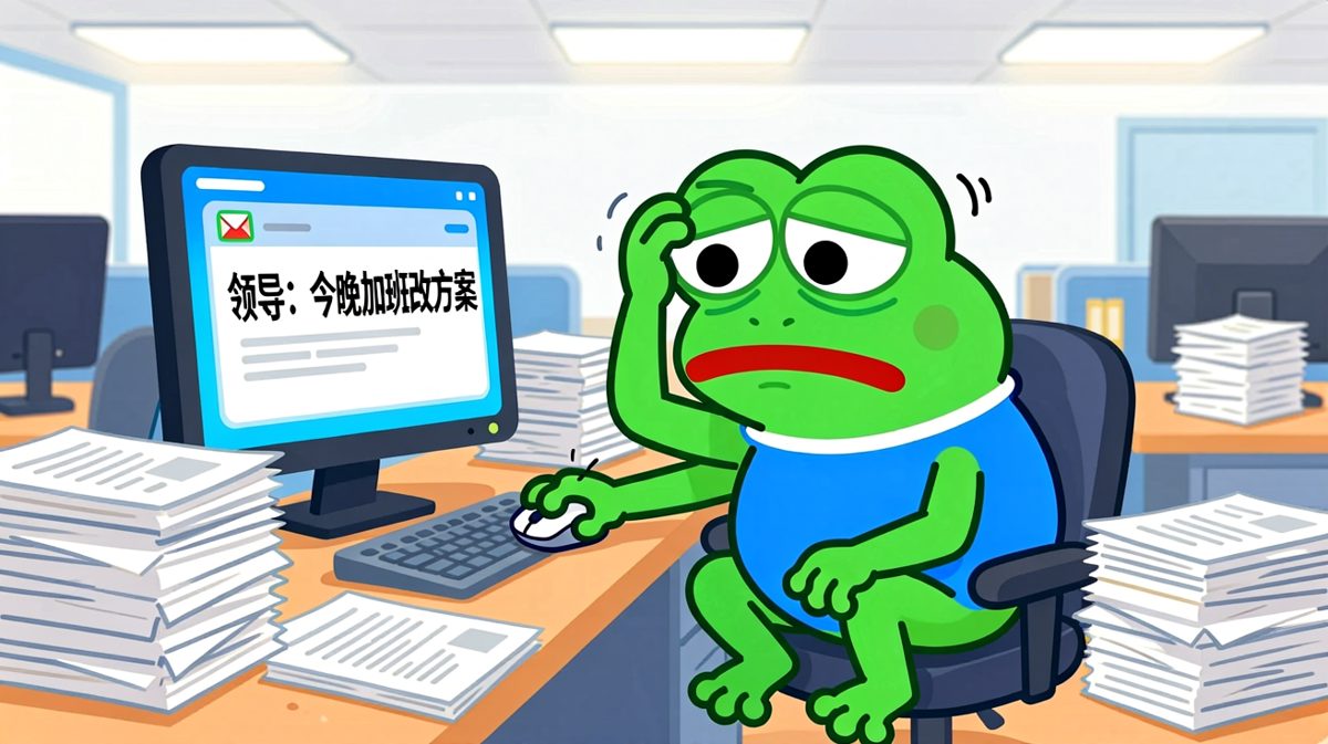佩佩蛙深夜加班，眼里已经没有光了