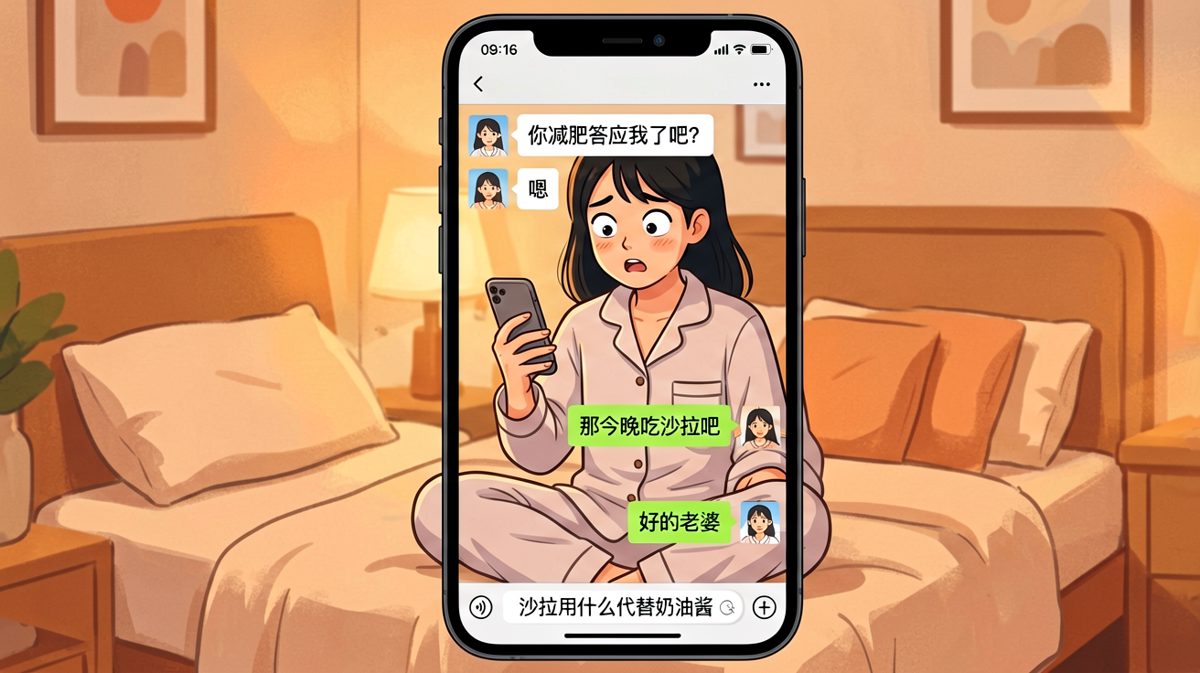 女生让男友减肥，男友表面答应背后狂搜沙拉替代方案