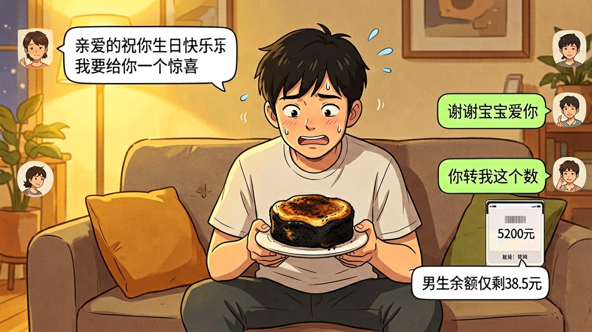 女生生日要转账考验，男生余额只剩38块5的社死瞬间