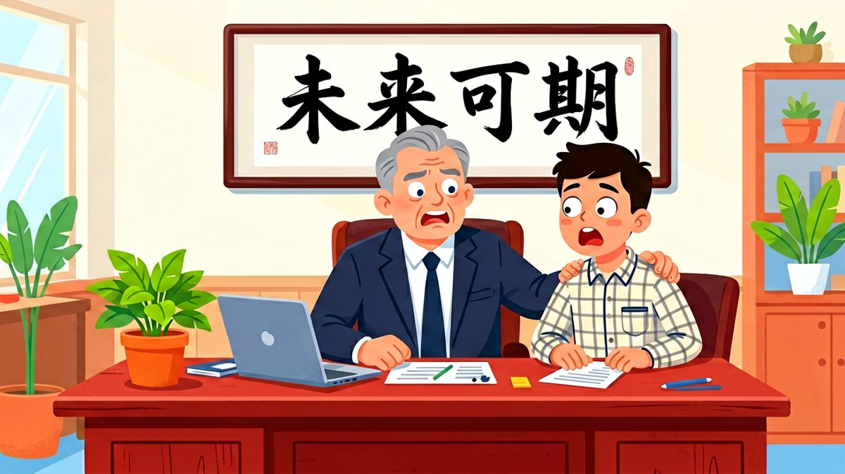 老板拍肩承诺画饼，员工一脸难以置信