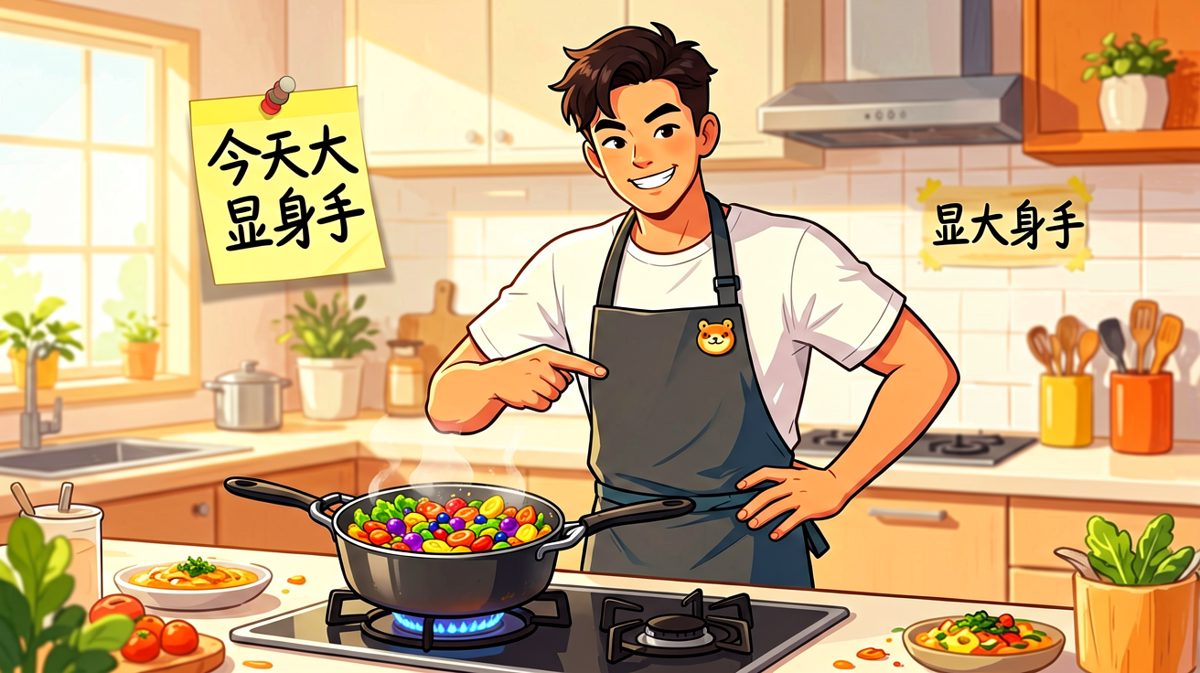 自信满满，准备大展厨艺