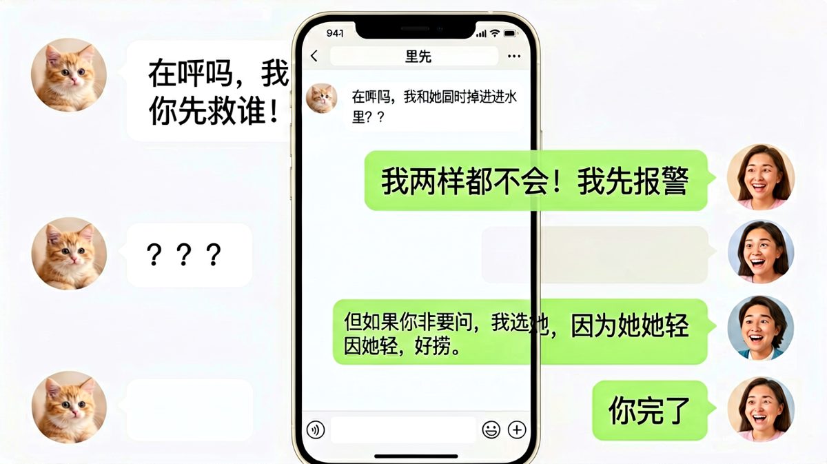 男生求生欲直接破产，女生怒发三个问号。