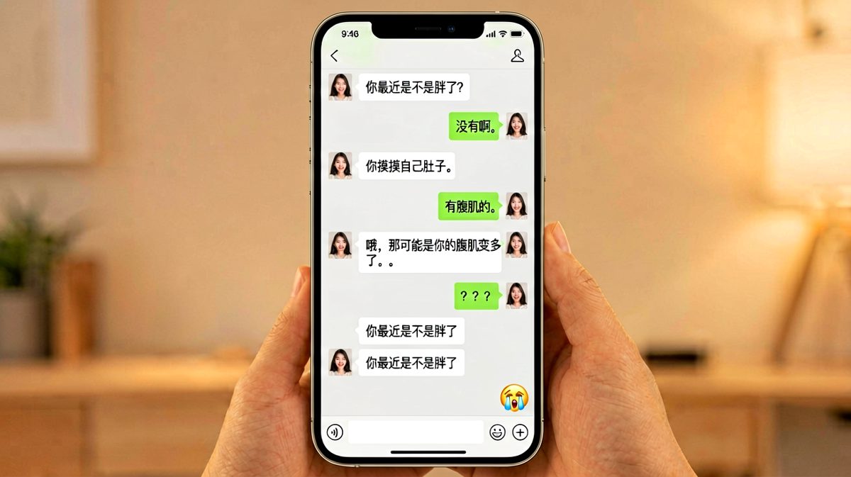女生连环追问，男生陷入逻辑死循环。