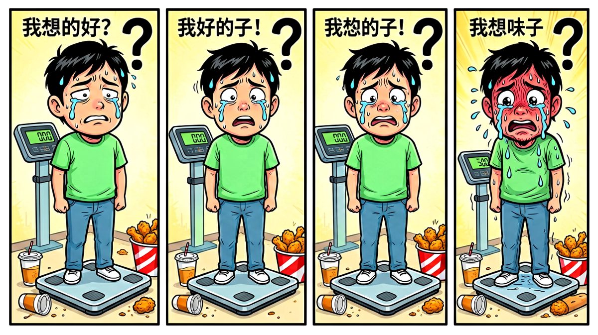 上秤一看，数字纹丝不动，崩溃大哭