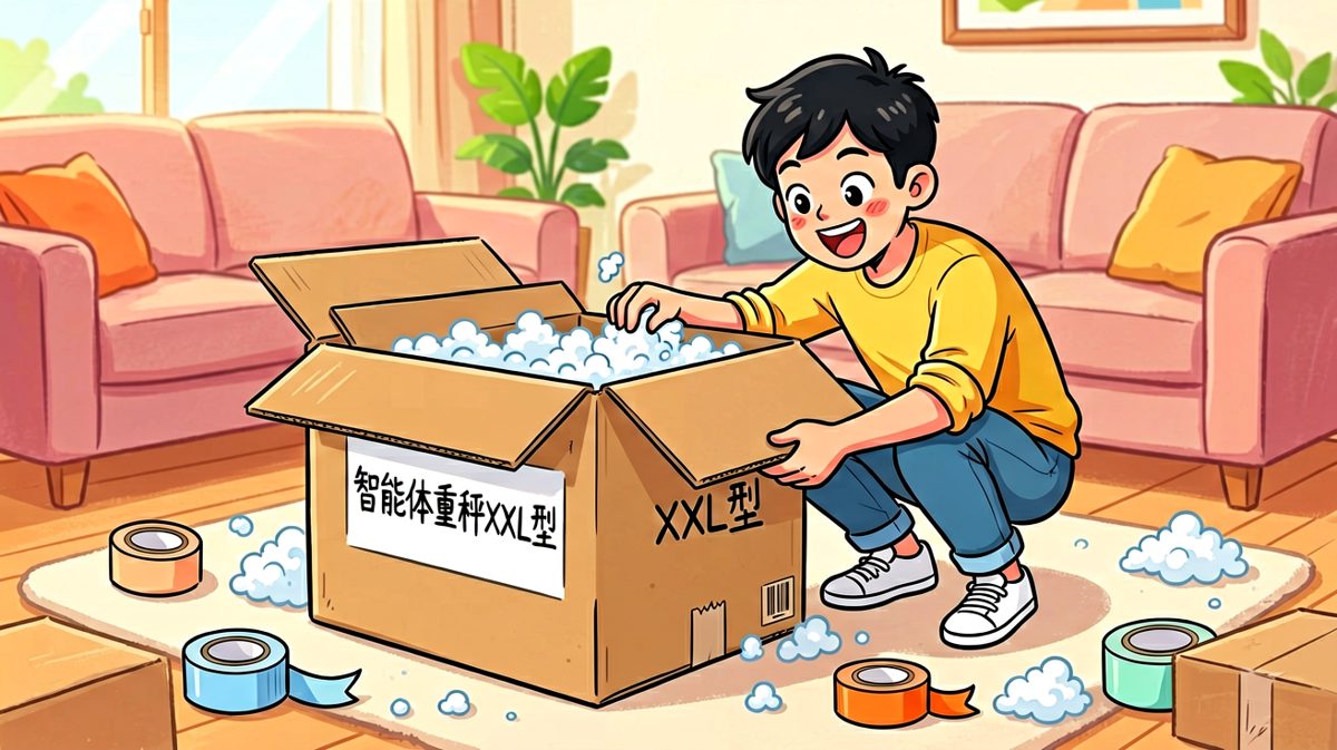 满怀期待拆开了网购的'超大号体重秤'