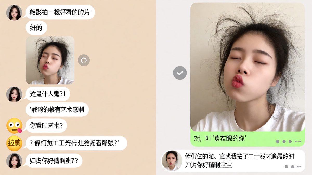 说好帮你拍照，却先发了一张丑照……
