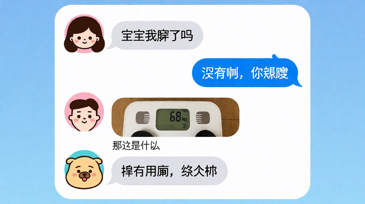 "我胖了吗？"——男朋友试图糊弄过去，结果被一张体重秤照片当场处刑。