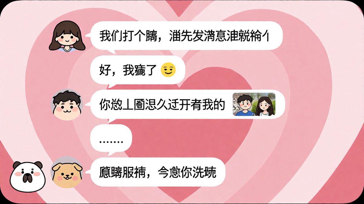 打赌谁先发消息谁就输了，结果他因为偷看朋友圈相册秒输，还要洗碗。