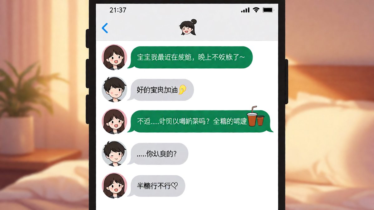 女生声称减肥却步步退让，从不吃到全糖再到半糖，减肥宣言全线崩盘。