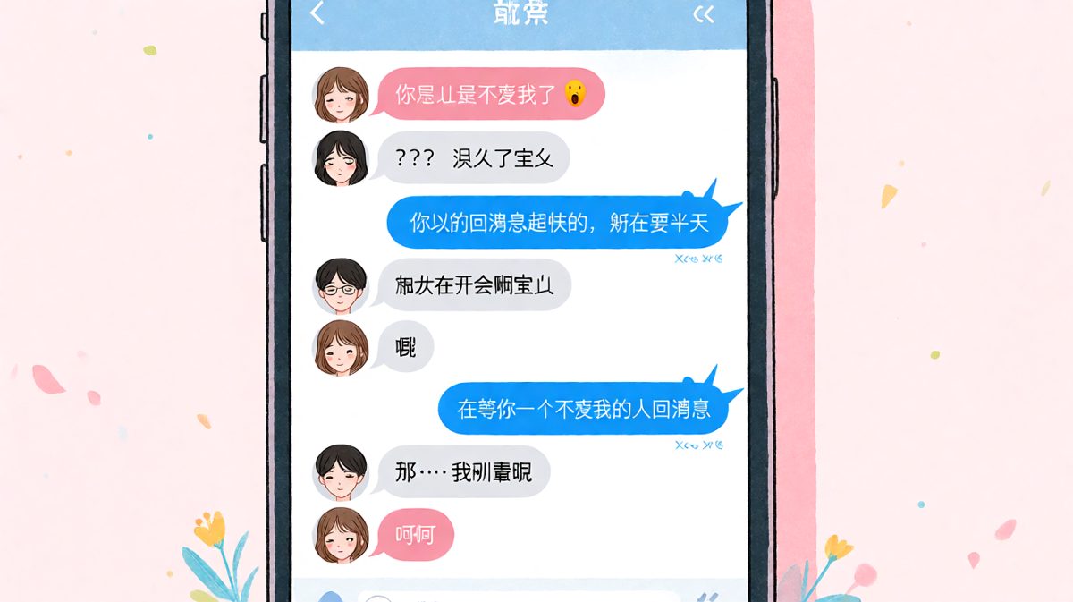 女生用小号测试男友回复速度，结果把自己气到直接摊牌。