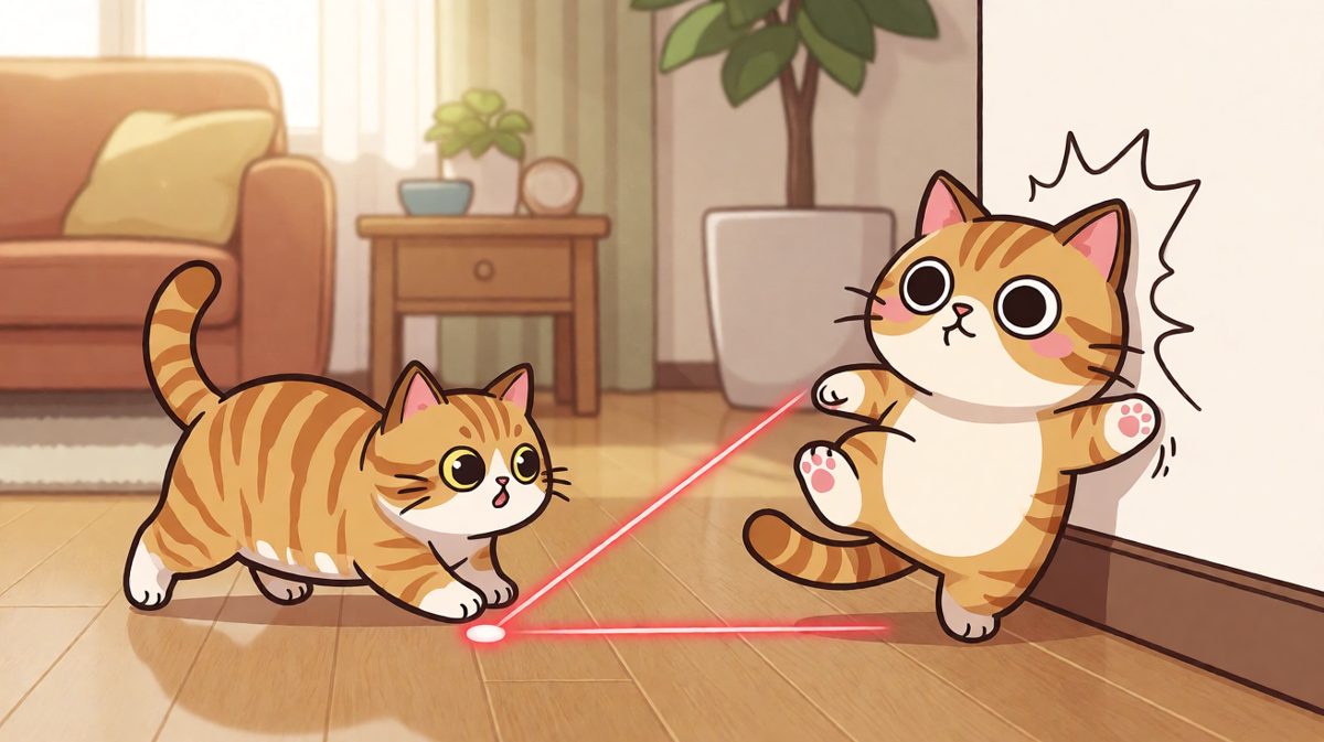 追激光追到墙上的猫咪：我是谁我在哪？