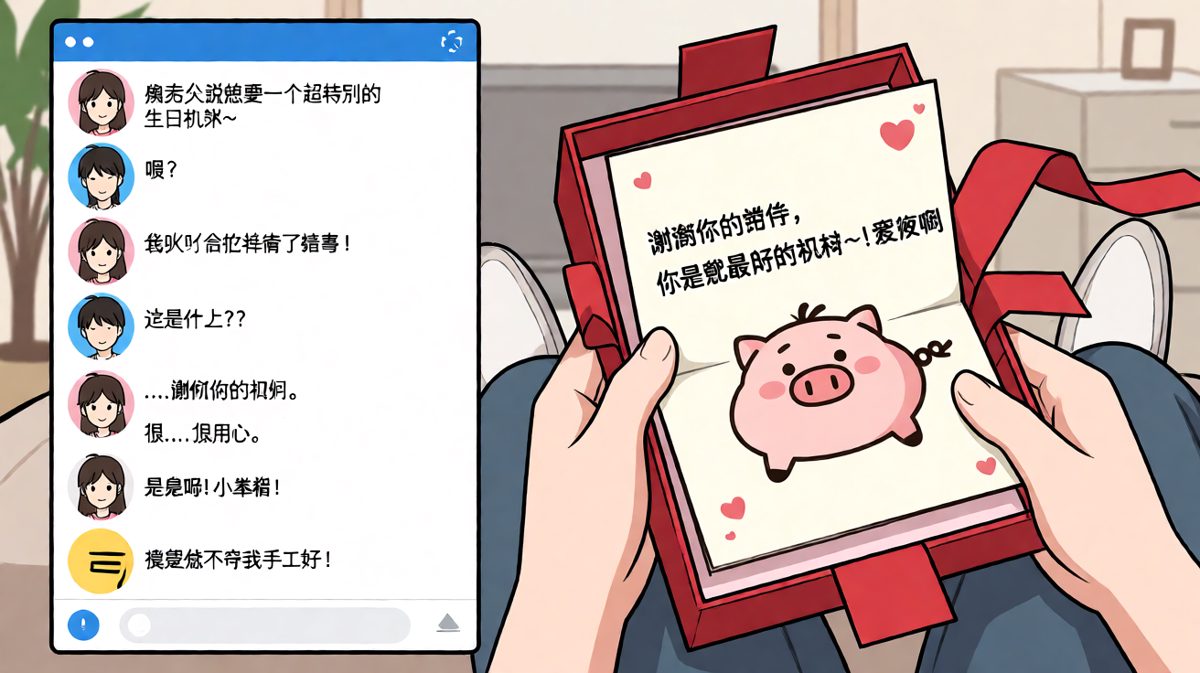 送了一堆丑萌手工礼物，直男男友被迫夸'很用心'