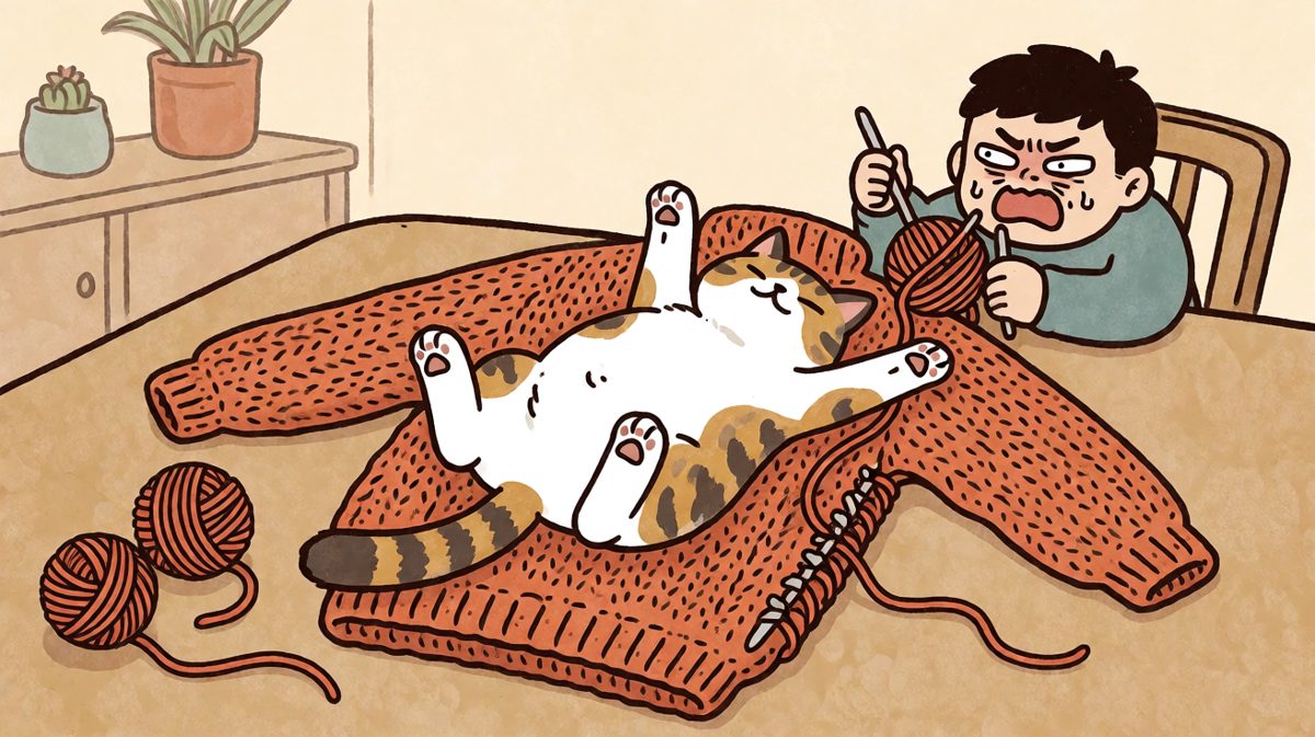 猫：这团毛线归我了，包括你手里的这一部分。
