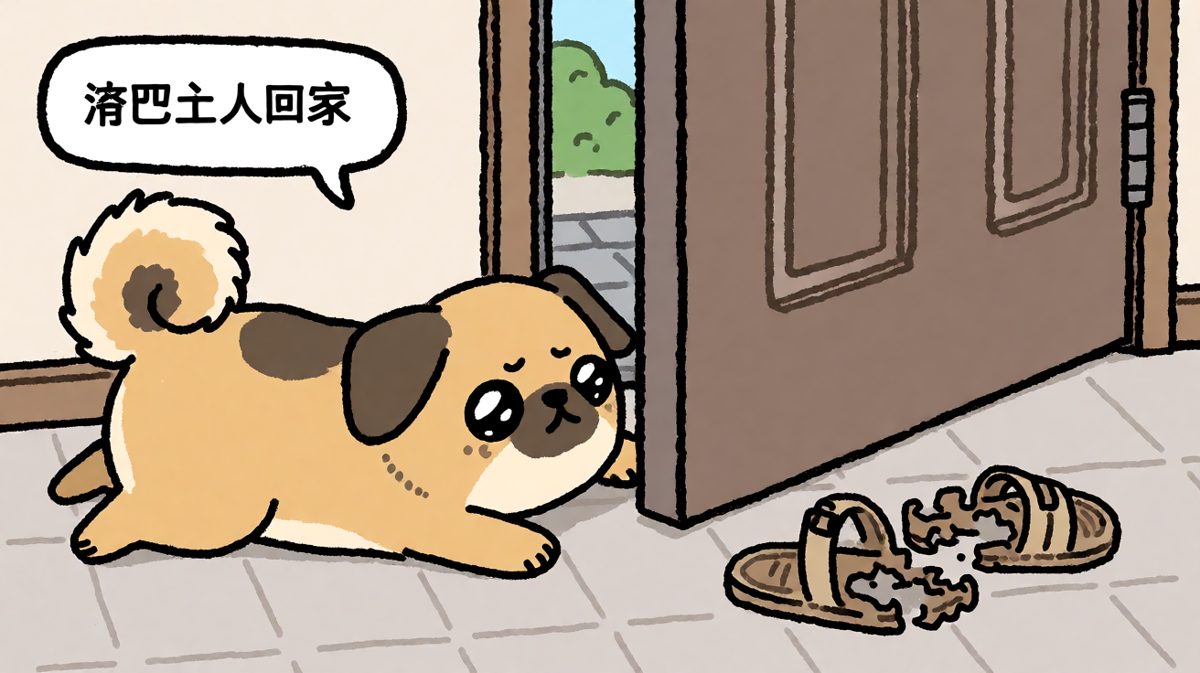 狗：你已经五分钟没回来了，我需要帮助。
