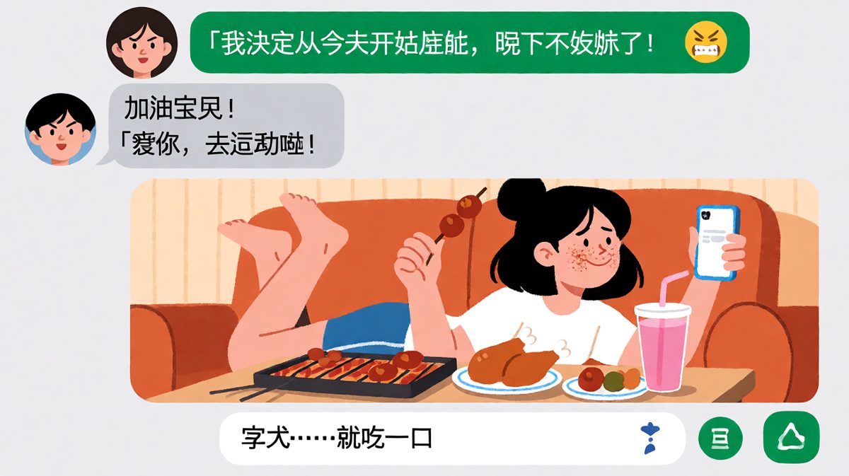 嘴上说着减肥，身体却诚实地伸向了宵夜。