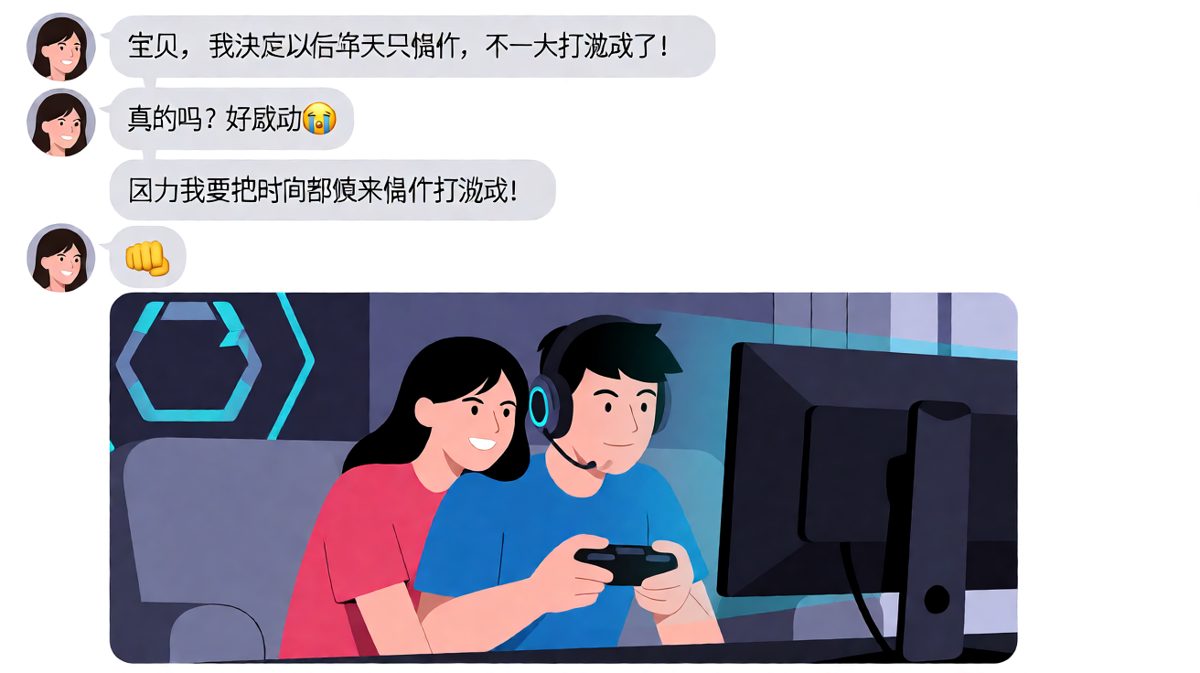 说好不打游戏了，结果是换个人一起打。