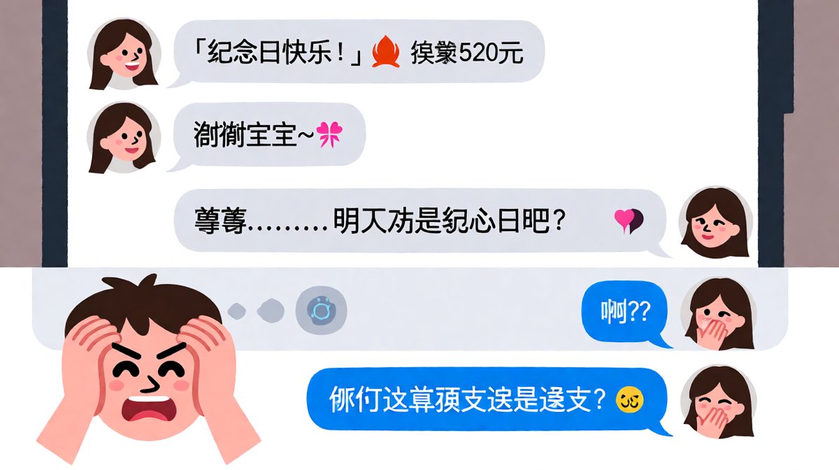 纪念日记错日子还先发红包，堪称社死现场。