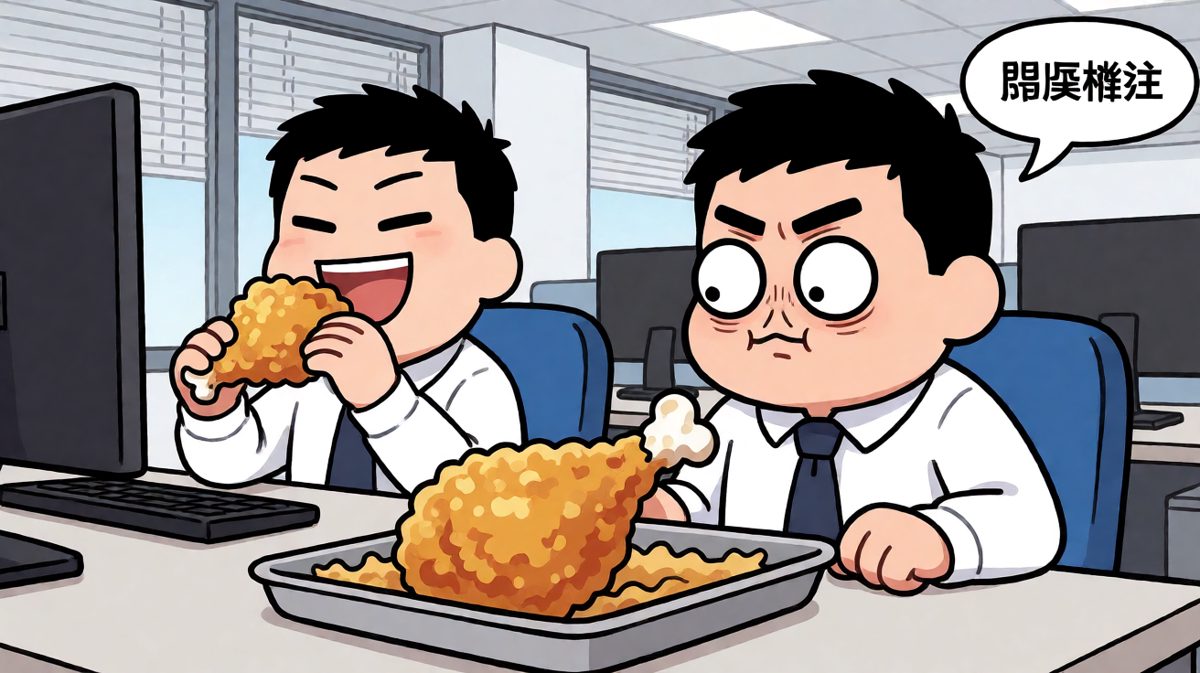 然而……隔壁桌飘来了炸鸡的香气……