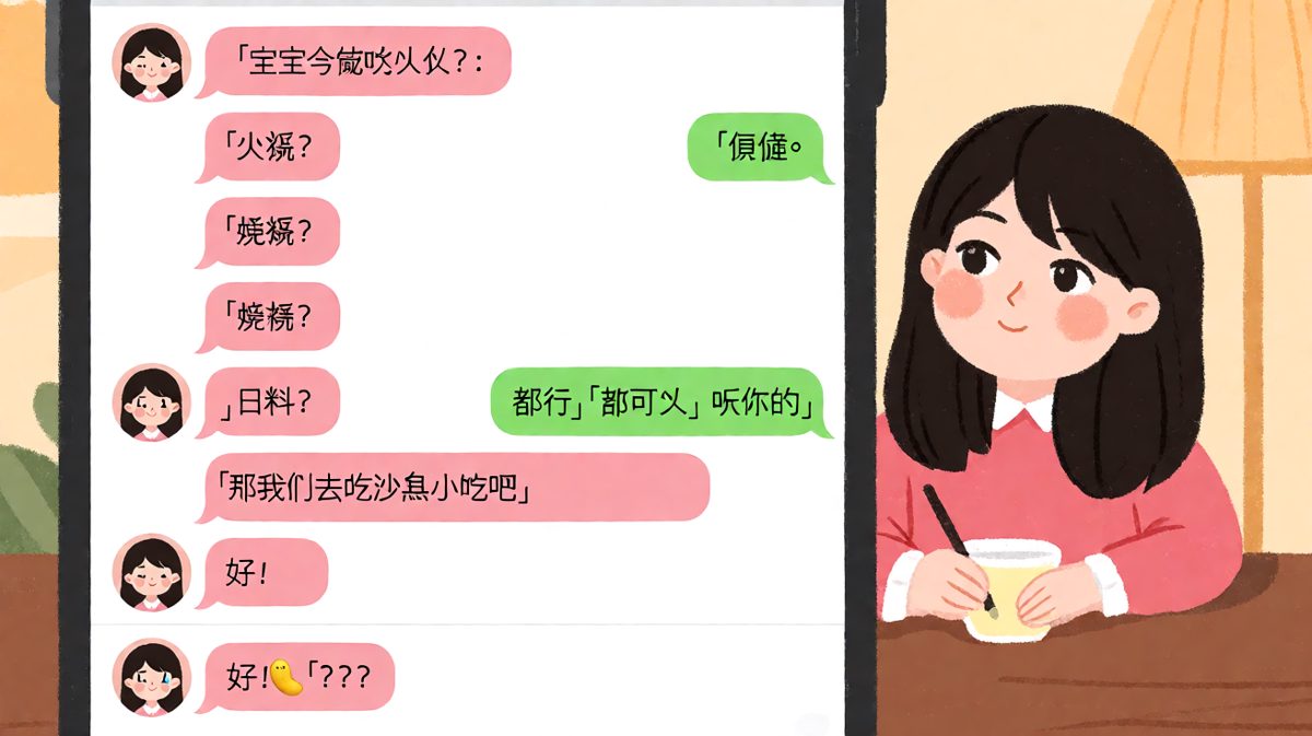 男生对沙县小吃毫无异议，女生一脸问号