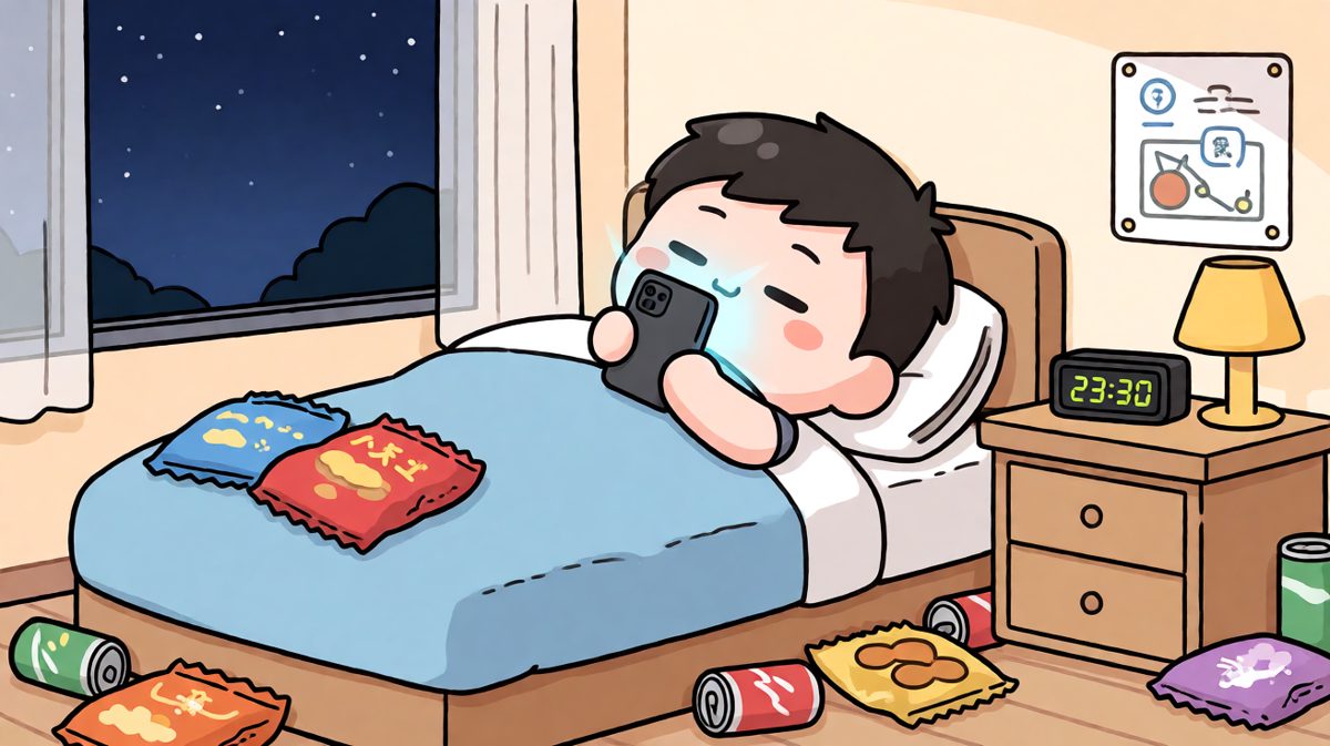 深夜十点，准备睡觉，刷会儿手机应该没事