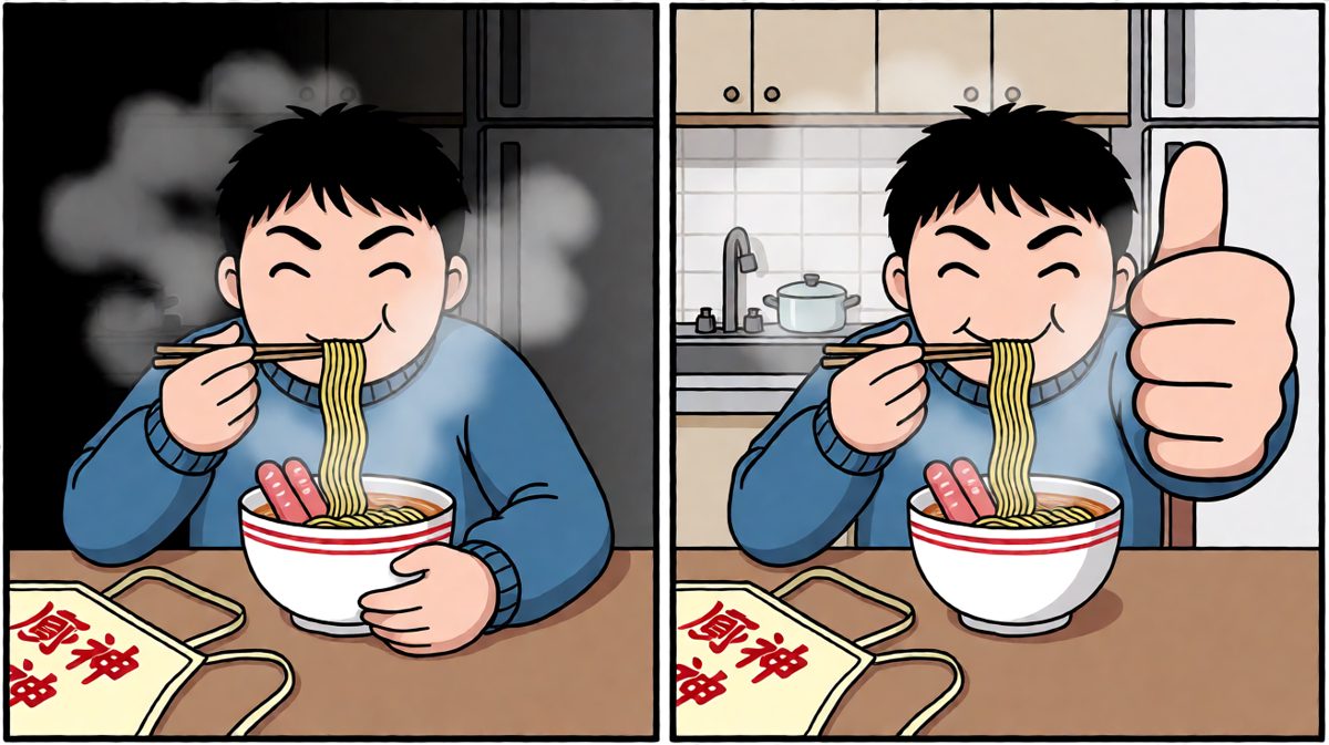 泡面才是永远的神，打工人满足开吃