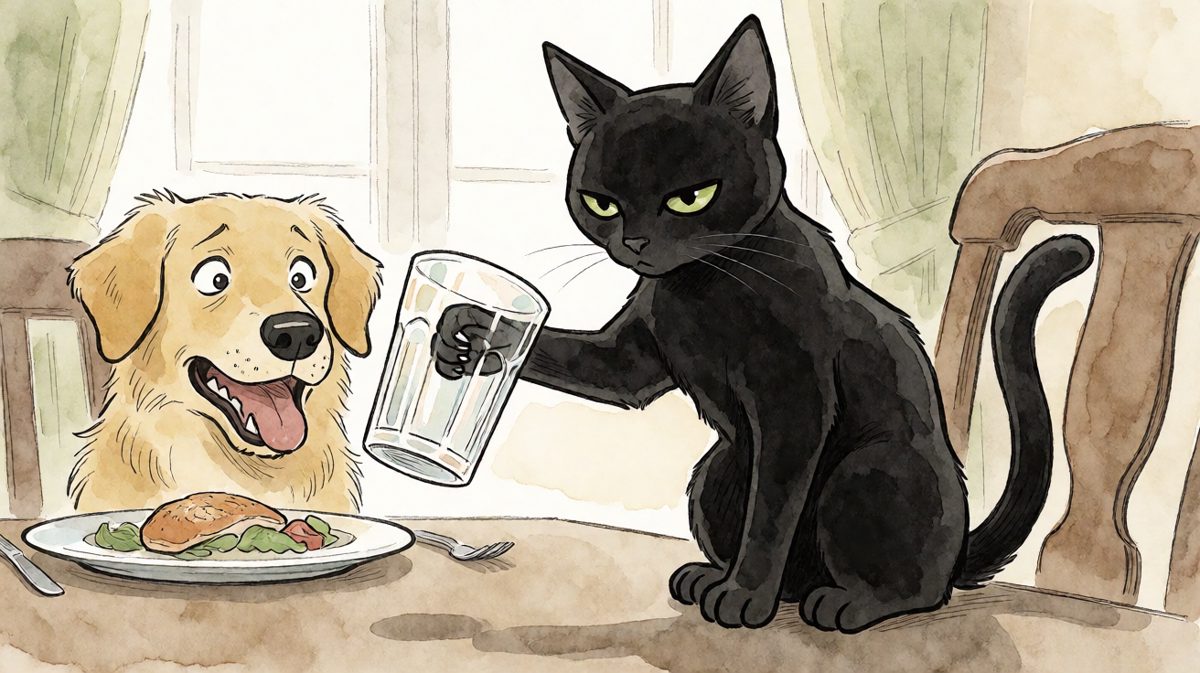 黑猫：我不是故意的，是杯子自己先动的手。