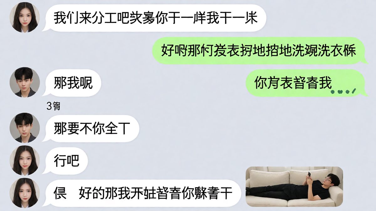 分工家务的结果是一方躺平一方干活