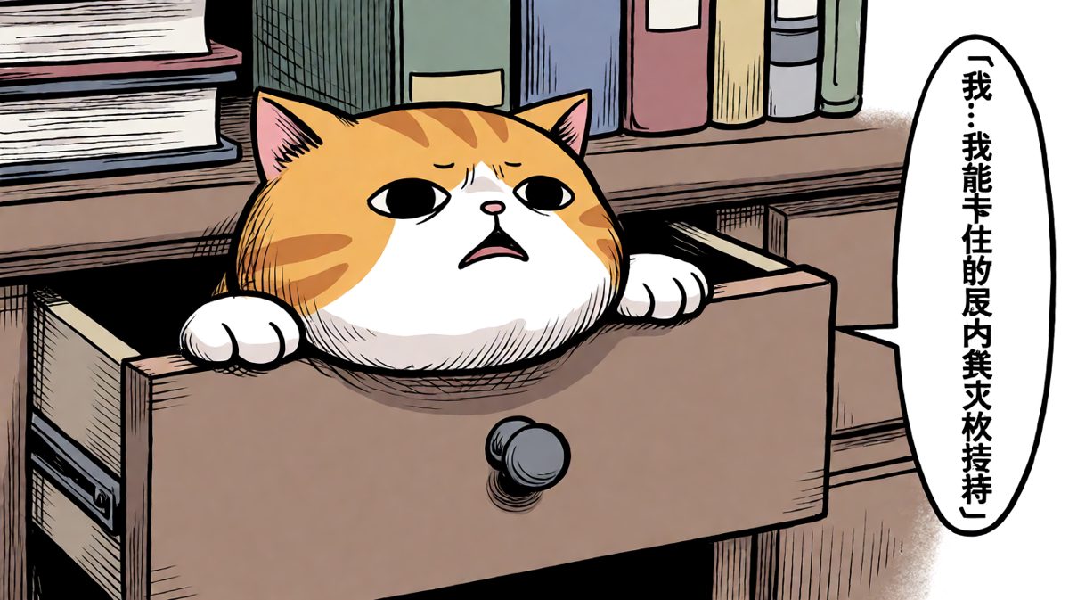 贪吃橘猫卡在抽屉里的尴尬时刻