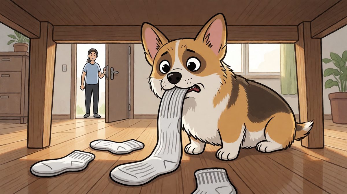狗：不是我！是风把袜子吹到我嘴里的！
