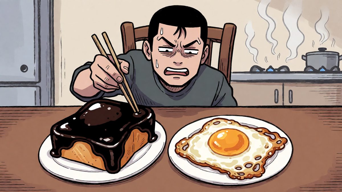 第3格：面对这份'黑暗料理'，我陷入了沉思