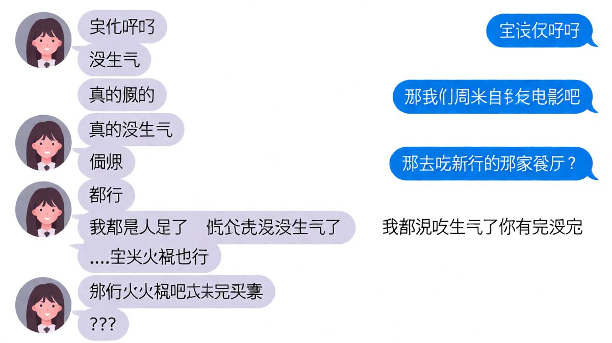 '我没生气'翻译器失效：嘴上说着没事心里演完一部剧