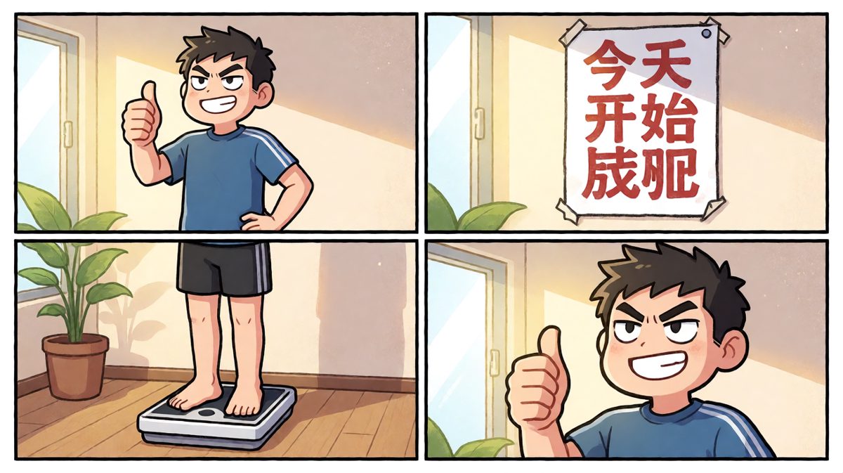 立下减肥flag，豪情万丈站秤上