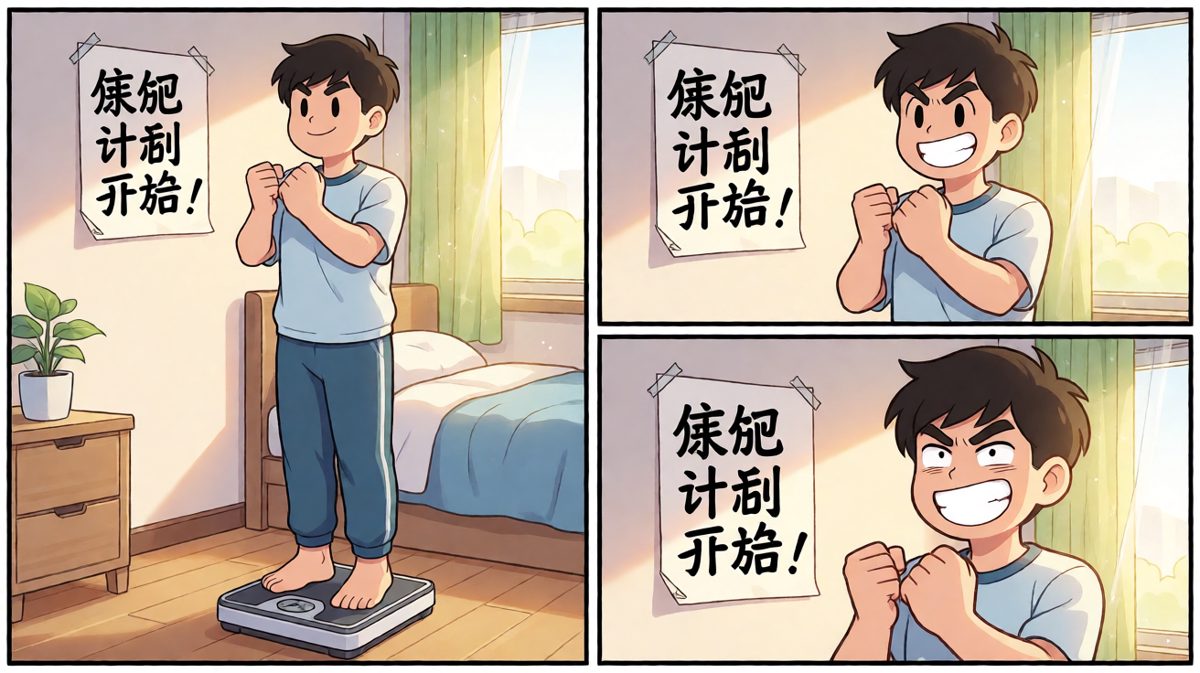 第一天：信心满满立下减肥flag
