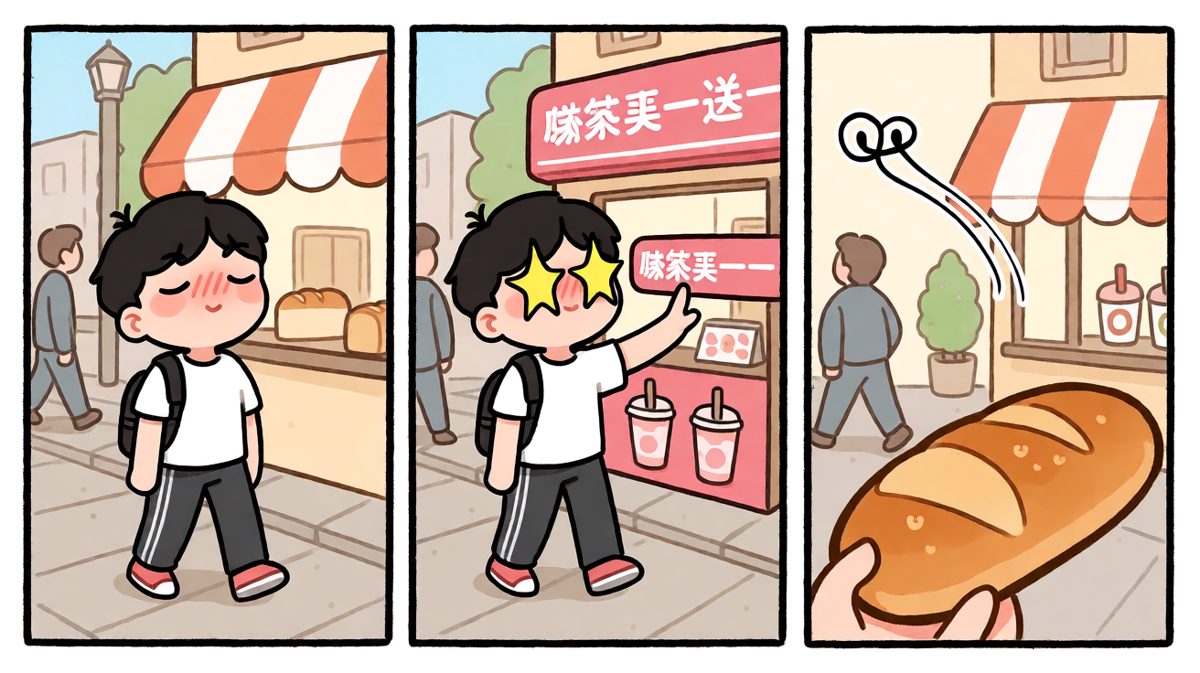 路过奶茶店：嗯……就当补充能量吧